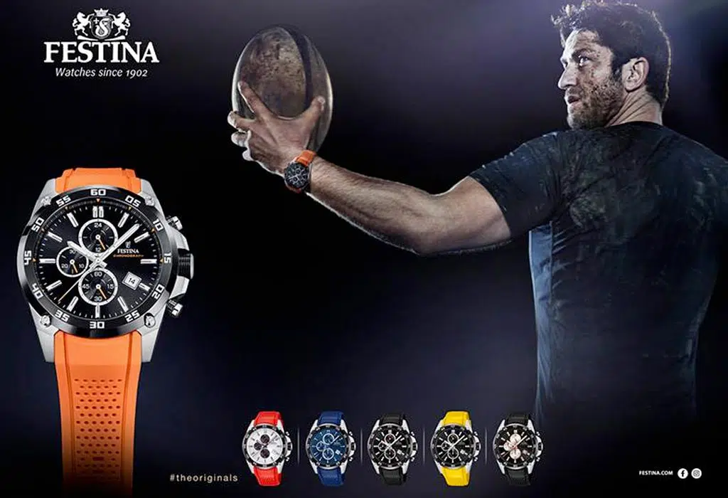 Gerard Butler w kampani spotrowych zegarków Festina